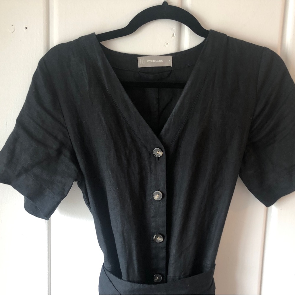 Everlane black linen jumpsuit